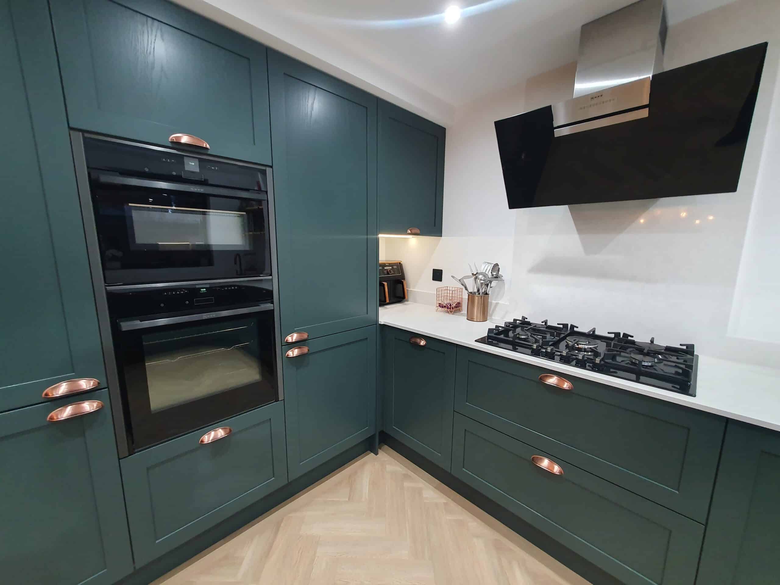 Kitchen Craft Design – Green Shaker Kitchen in Chesterfield